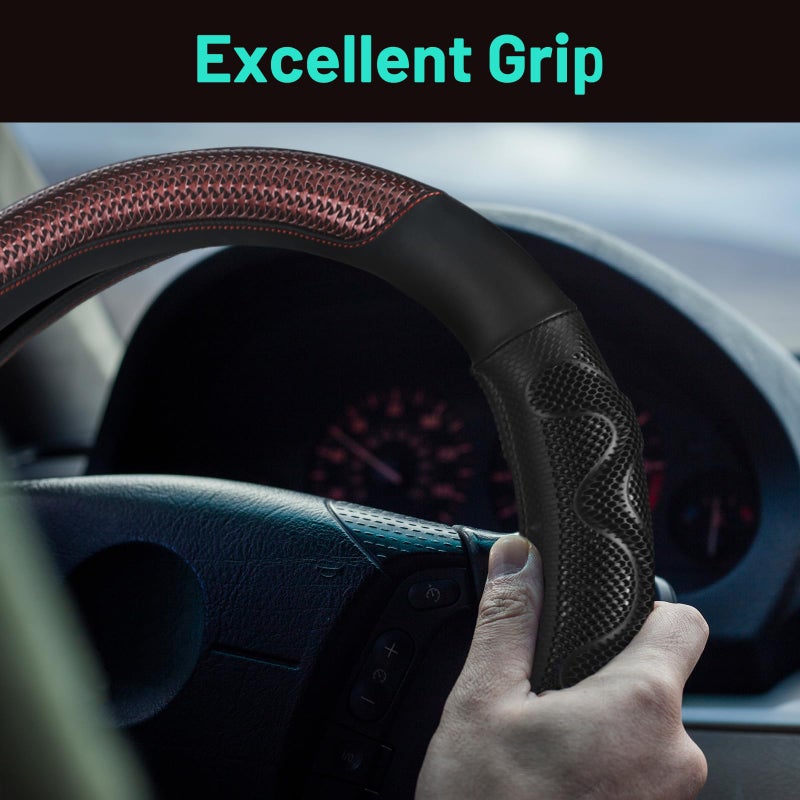 DaisyInner 18 Inch Truck Steering Wheel Cover Leather Wheel Semi-Truck Comfy Grip Cover Anti Slip Car Accessory, Fits Rv, Big Rig and Classic Car (Black, Classic Style) - Image 5