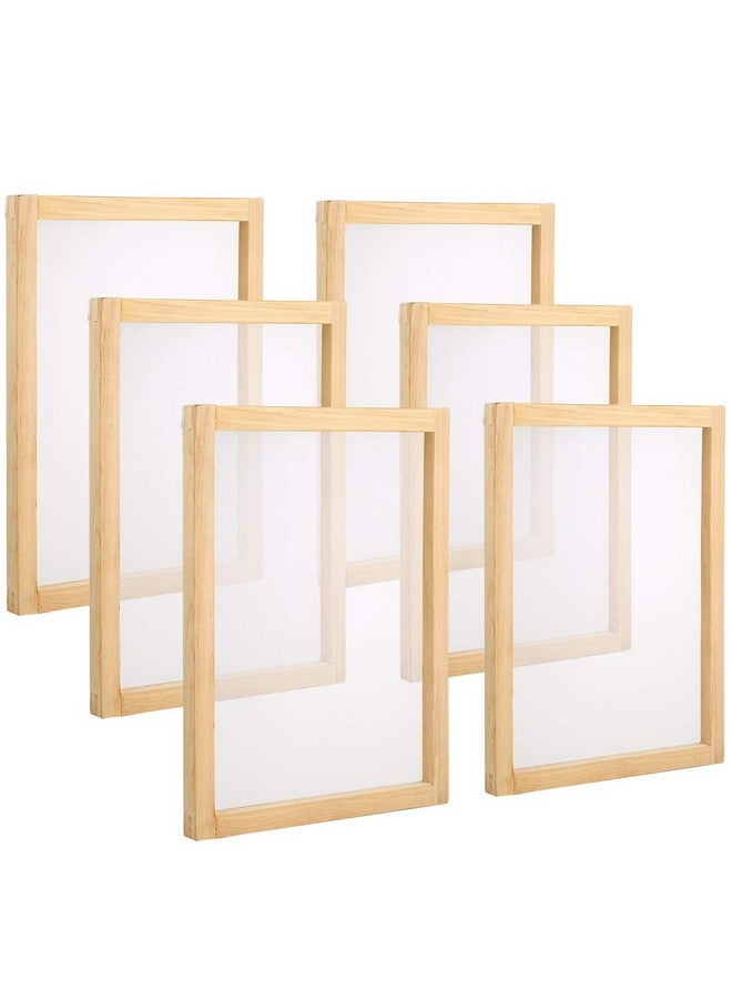 بليلي 6 قطع إطارات طباعة الشاشة الحريرية الخشبية مقاس 10 × 14 بوصة مع 110 شبكة بيضاء لطباعة الشاشة - Image 1