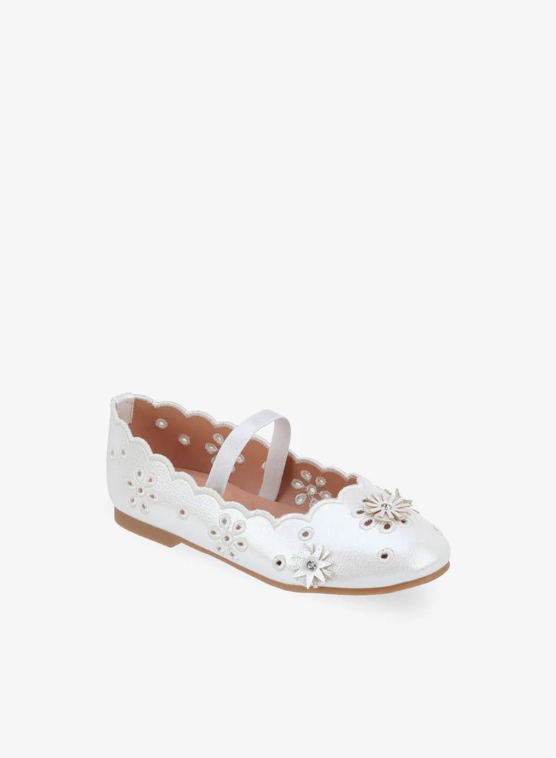 جونيورز Girls Floral Embellished Ballerina Shoes