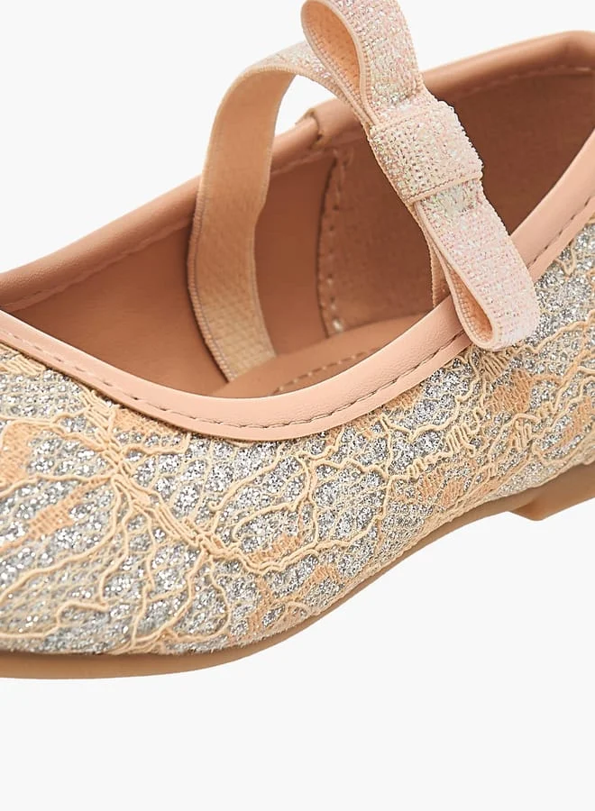 Flora Bella By Shoexpress Girls Textured Ballerina Shoes with Elasticated Strap