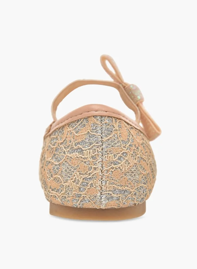 Flora Bella By Shoexpress Girls Textured Ballerina Shoes with Elasticated Strap