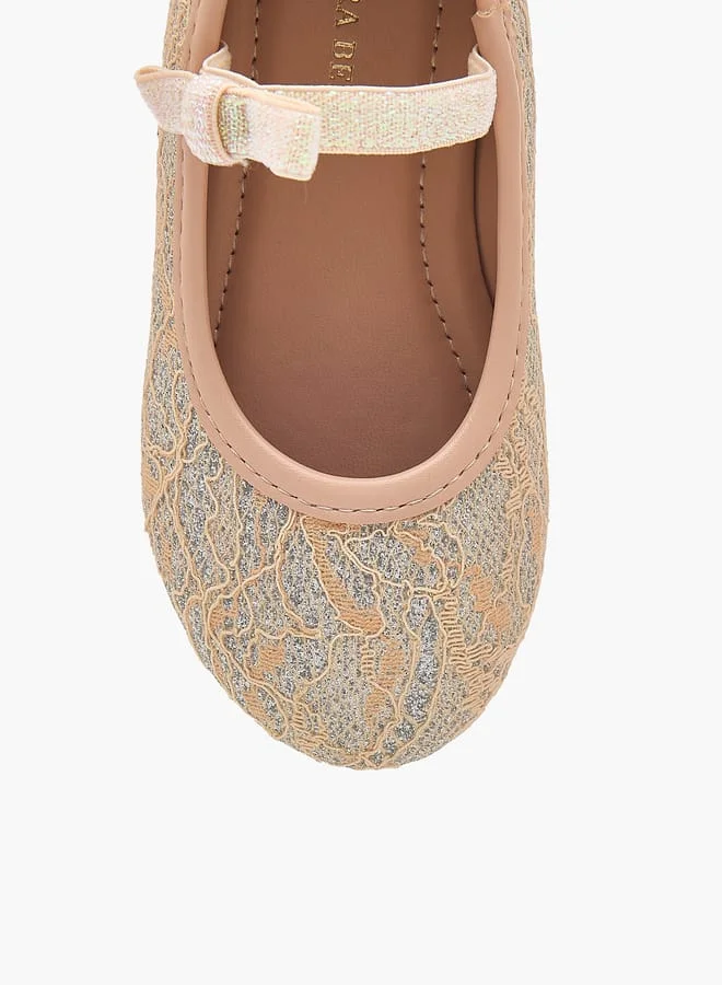 Flora Bella By Shoexpress Girls Textured Ballerina Shoes with Elasticated Strap