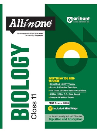 Arihant All in One Biology Class 11 for CBSE Exams 2025-26 | Revised Edition as per latest syllabus | Simplified Theory, In Text & Chapter Exercises, All Types of Exam Pattern Questions, CBQs, MCQs, A-R, Case Based, Sample Question Papers, Mind Maps - pzsku/ZE05918E9FCE550291A22Z/45/1748428144/2ad05a30-05ad-444e-84ca-5c170d5d633e