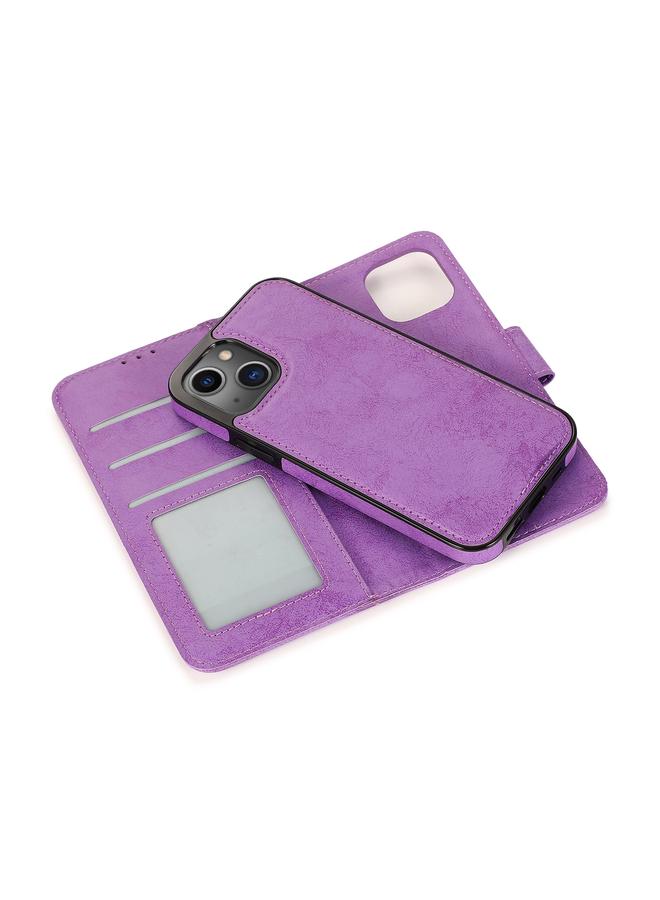 Zaboon Case For iPhone 13 mini Retro 2 in 1 Detachable Magnetic Horizontal Flip TPU + PU Leather Case with Holder & Card Slots & Photo Frame & Wallet - Image 4