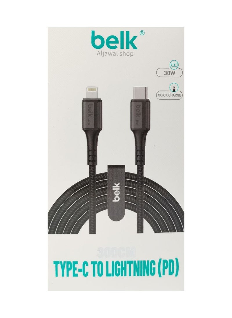 Belk 30W USB-A to Type-C Charging Cable – Durable & Fast Charging Solution
