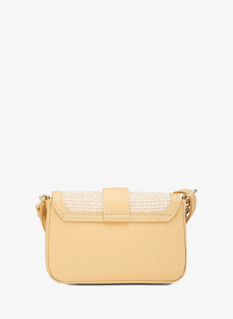 Caprese Georgia Sling Small Yellow Stylish crossbody sling bag with raffia finish, adjustable strap, ideal for casual outings - Image 3