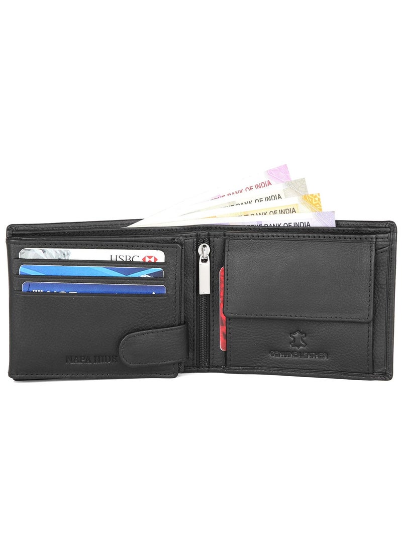 Napa Hide Black Leather Wallet for Men I 2 Secret Compartments I 6 Credit/Debit Card Slots - Image 3