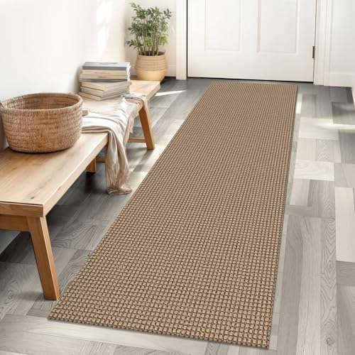 IOHOUZE Washable Runner Rug 2x6 Non Slip Rubber Backed Runners for Hallways Entryway Runner Indoor, Kitchen Rugs Woven Cotton Floor Carpet for Hall Entrance Bedroom, Orange/Tan/Brown - Image 1