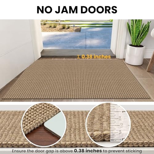 IOHOUZE Washable Runner Rug 2x6 Non Slip Rubber Backed Runners for Hallways Entryway Runner Indoor, Kitchen Rugs Woven Cotton Floor Carpet for Hall Entrance Bedroom, Orange/Tan/Brown - Image 3