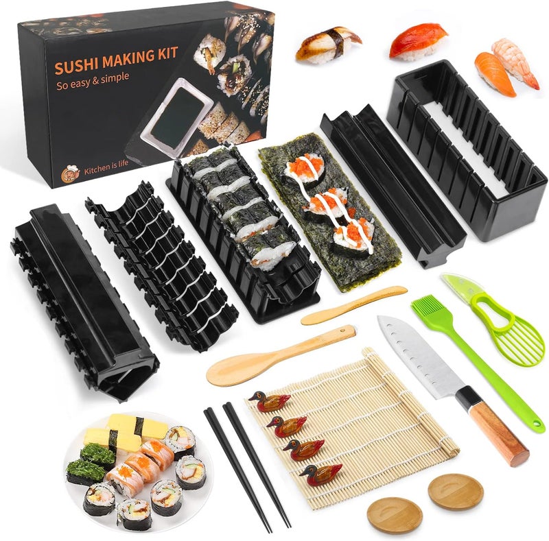 MLRYH Sushi Making Kit Sushi Maker Set for Beginners Plastic Premium Set Sushi Tool Set Sushi Rice Roll Mold Shapes, DIY Sushi Prefect Home Sushi Tool (21 Pcs) - Image 1