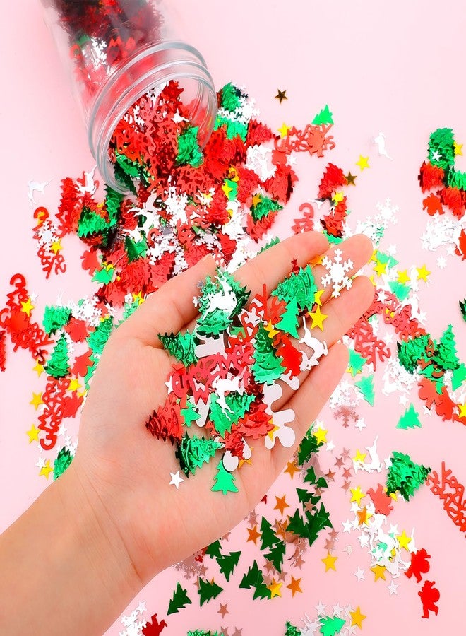 JXITON 3.5 oz/ 4800 Pcs Christmas Glitter Confetti,Assorted Xmas Tree Snowflake Santa Elk Merry Christmas Metallic Foil Table Sequins Decoration Set - Image 3