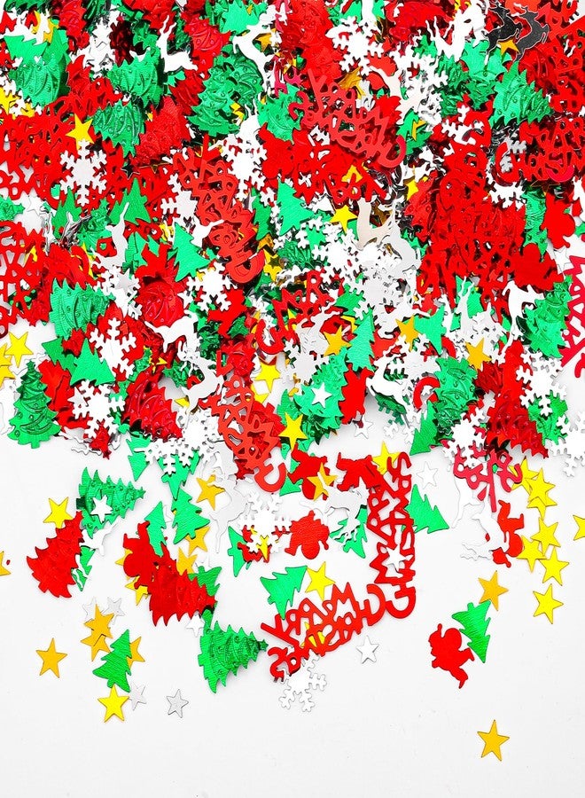 JXITON 3.5 oz/ 4800 Pcs Christmas Glitter Confetti,Assorted Xmas Tree Snowflake Santa Elk Merry Christmas Metallic Foil Table Sequins Decoration Set - Image 1