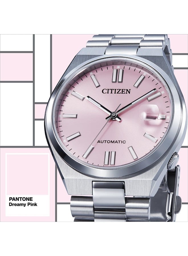 CITIZEN Men's Tsuyosa Stainless Steel Automatic Pantone Dreamy Pink Dial Watch - NJ0158-89X - Image 4