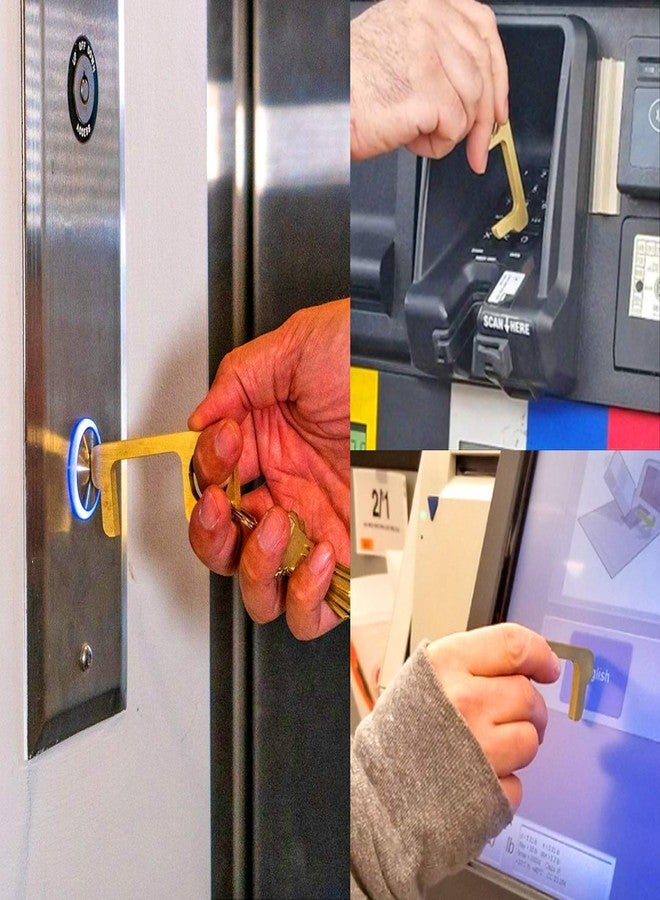 Thermo No Touch Antimicrobial Hand Tool | Door Opener & ATM/Elevator Button Pusher | Contactless Hygiene Safety Tool | Made of Brass | Made in Bharat (2 Piece) - Image 5