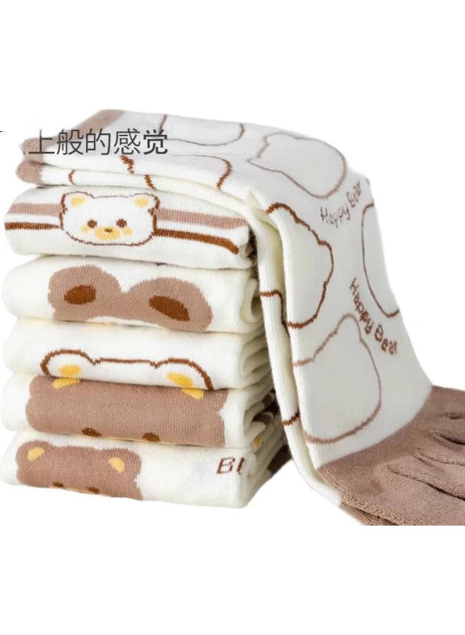 Yimian Women'S Short Tube Toe Socks Summer Thin Cute Cartoon Xinjiang Cotton Antibacterial Odor-Resistant Five Toe 5 Pairs Pack - Image 3