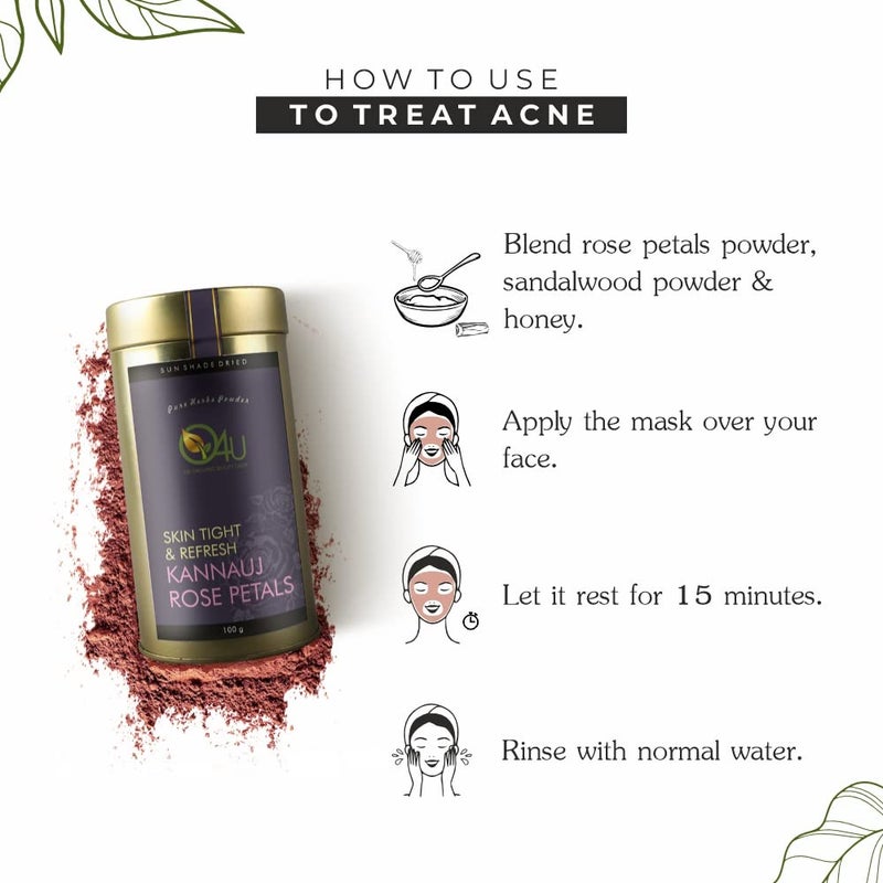 O4U Kannauj Rose Petals Powder forRejuvenating Skin Reducing Dark Spots Scars Marks Removing Toxins USDA Certified 100 Pure Organic 100g - Image 4