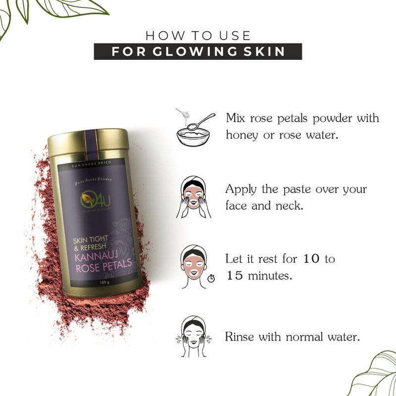O4U Kannauj Rose Petals Powder forRejuvenating Skin Reducing Dark Spots Scars Marks Removing Toxins USDA Certified 100 Pure Organic 100g - Image 3