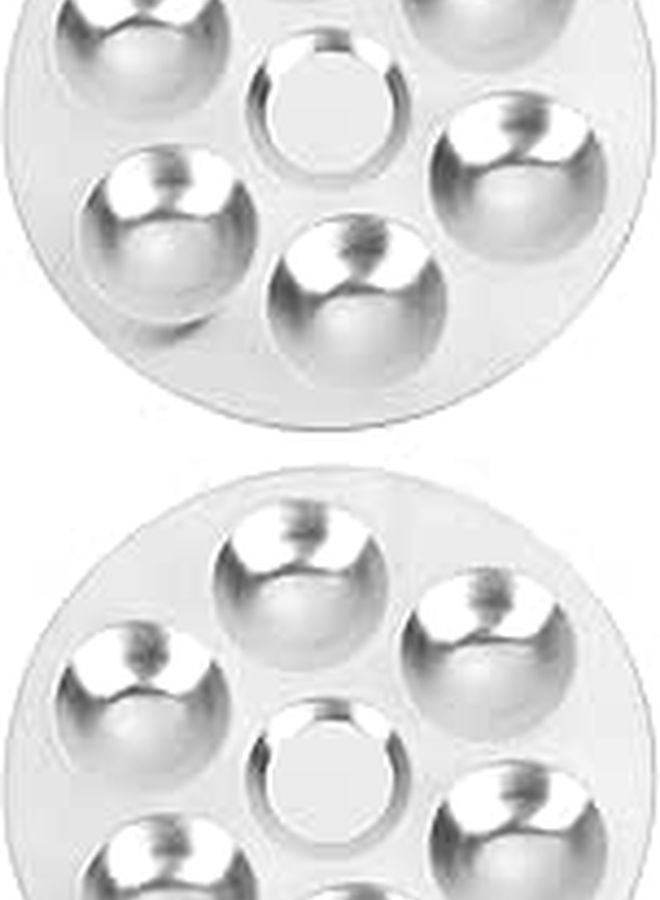 2 Pcs 6 Hole Round Flower Shape Paint Palette Watercolor Tray Artists Art Supplies - Image 1