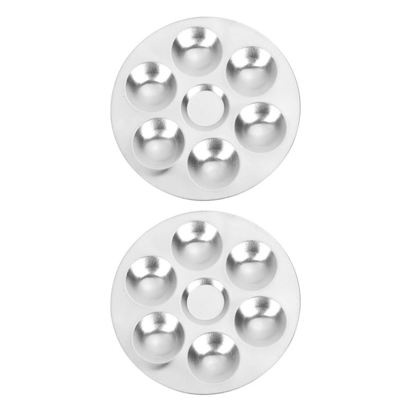 2 Pcs 6 Hole Round Flower Shape Paint Palette Watercolor Tray Artists Art Supplies - Image 2