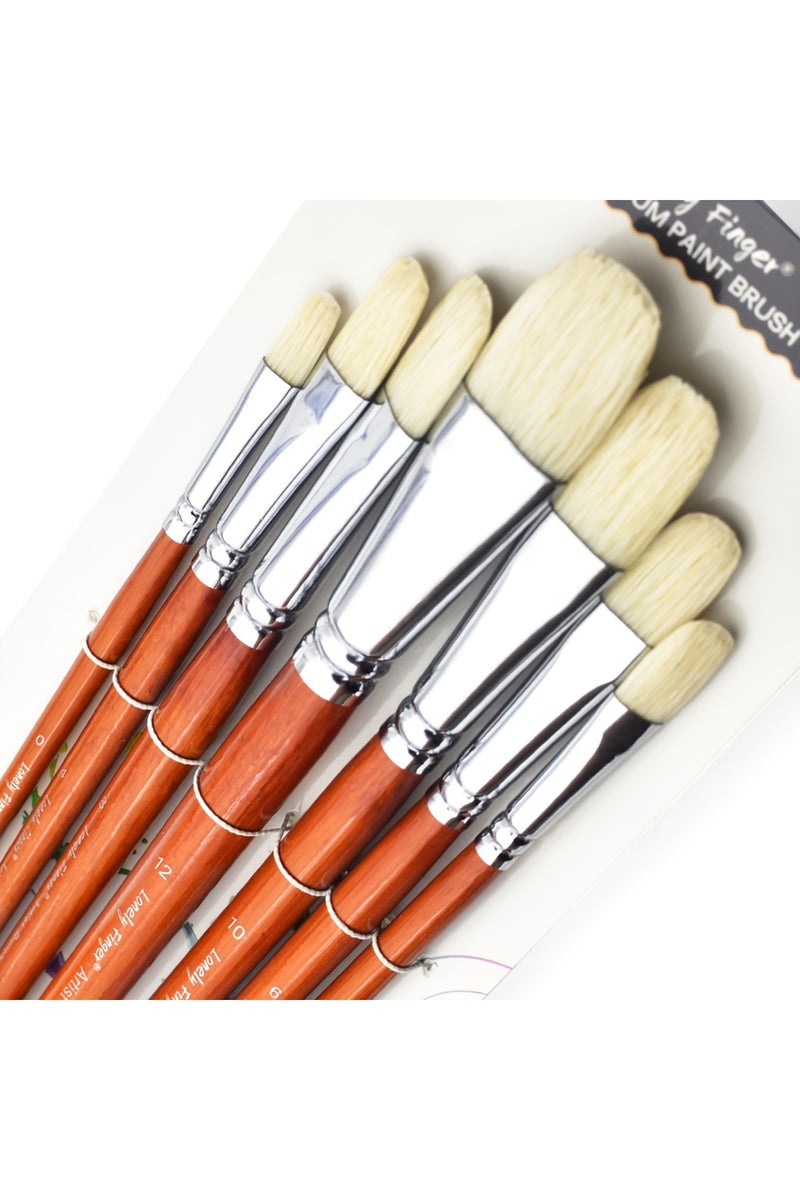 erorex 7pcs Bristle 7/14pcs Premium Anti-Shedding Natural Hog Bristle Paint Brush Set with Long Wood Handle