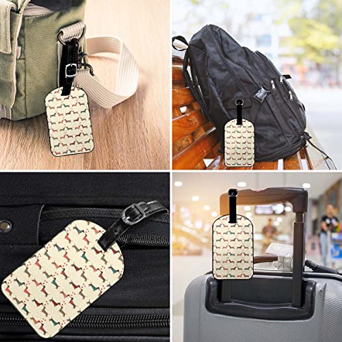 Zoczos Dressed Dachshunds Leather Travel Bag Labels Couple of Dogs with Red Hearts Romantic Luggage Tags for Men Women, Suitcase Baggage Bag Tag ID Tags with Full Back Privacy Cover, 1 Pack - Image 4