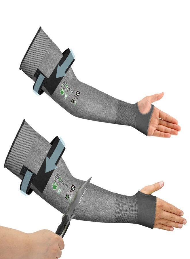 Schwer ANSI A6 Cut Resistant Arm Sleeves for Men&Women Work, Arm Protectors for Thin Skin and Bruising, 18 inch Gardening Sleeves, Arm Guards for Biting, Cutting Metal, Repairing (1 Pair, Grey) - Image 1
