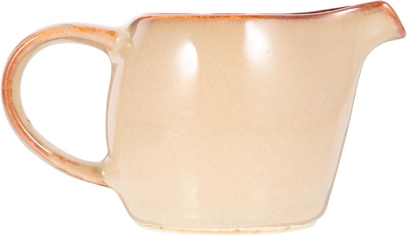 Ceramic Milk Pitcher with Spout and Handle, Small Creamer Dispenser for Coffee and Tea, Reusable Kitchen Creamer Jug for Home and Cafe Use, Brown Scale Pattern - Image 1