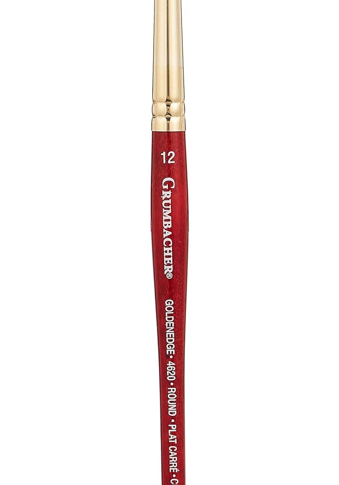 Grumbacher Goldenedge Golden Toray Round Watercolor Brush with Synthetic Bristles, Size 12 - Image 1