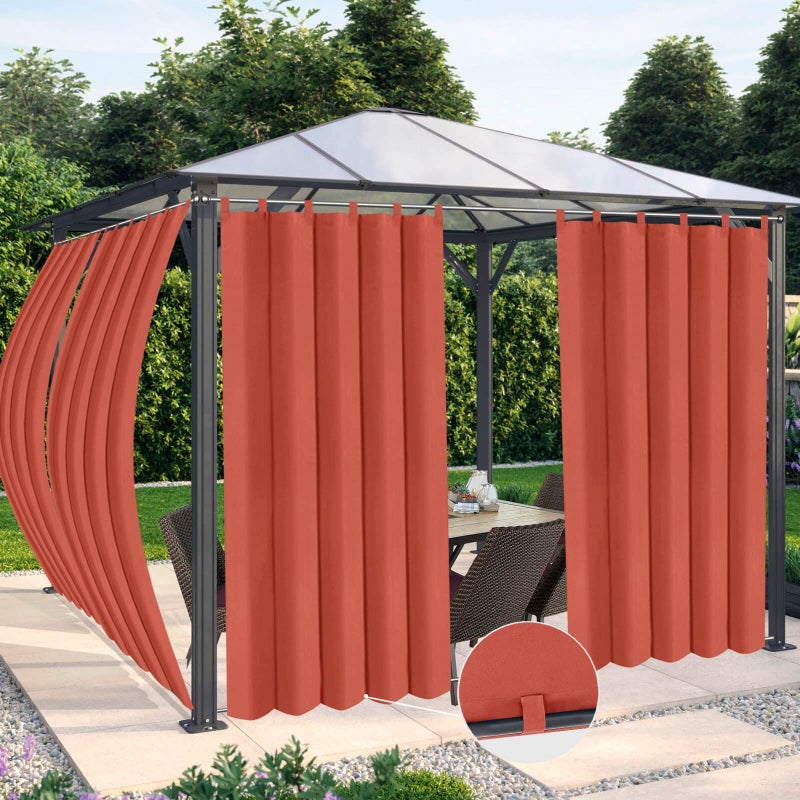 OutdoorLines Waterproof Outdoor Curtains for Patio Windproof Tab Top Gazebo Curtain Panels Privacy Sun Blocking Outside Curtain Set for Porch Pergola and Cabana 54 x 96 inch Terra Red 2 Panels