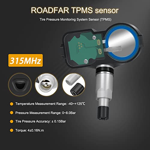ROADFAR نظام مراقبة ضغط الإطارات ROADFAR 315MHz مزود بمستشعر TPMS يناسب لكزس وساين و تويوتا 4 قطع 4260706011 4260733011 42607-33021 - Image 4