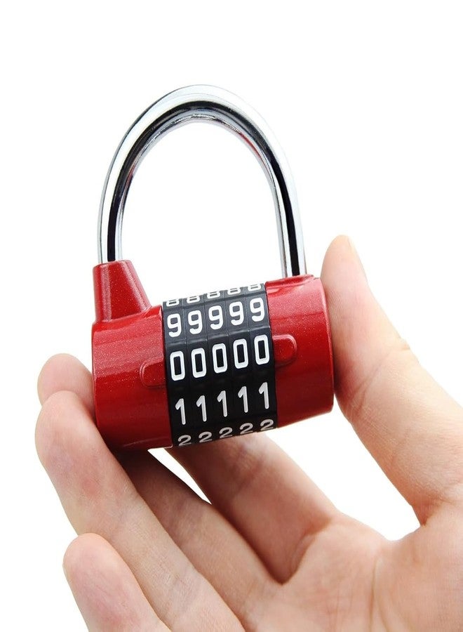Divik Anti-Theft Door Lock, 5-Digit Resettable PIN Number Padlock Combination Disc Padloock | Zinc Alloy Number Padlock for Gym School Office Home or Outdoor | Weatherproof Combination Lock (Red) - Image 1