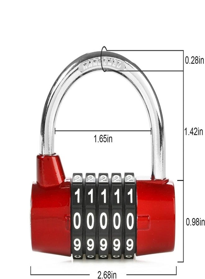 Divik Anti-Theft Door Lock, 5-Digit Resettable PIN Number Padlock Combination Disc Padloock | Zinc Alloy Number Padlock for Gym School Office Home or Outdoor | Weatherproof Combination Lock (Red) - Image 2