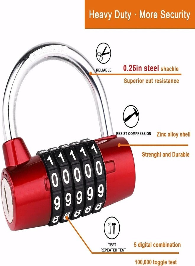 Divik Anti-Theft Door Lock, 5-Digit Resettable PIN Number Padlock Combination Disc Padloock | Zinc Alloy Number Padlock for Gym School Office Home or Outdoor | Weatherproof Combination Lock (Red) - Image 5