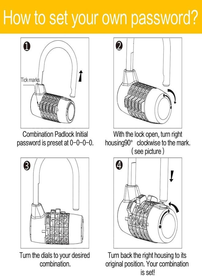 Divik Anti-Theft Door Lock, 5-Digit Resettable PIN Number Padlock Combination Disc Padloock | Zinc Alloy Number Padlock for Gym School Office Home or Outdoor | Weatherproof Combination Lock (Red) - Image 3