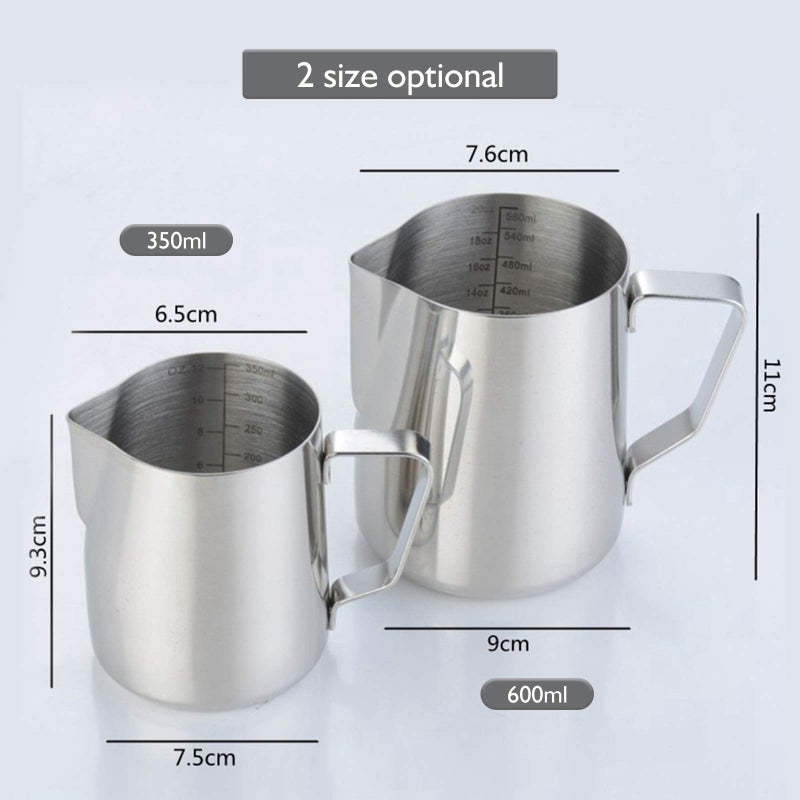 MT Yorten 304 Stainless Steel Milk Frothing Pitcher 350ml Milk Coffee Measurements Steaming Pitchers Suitable for Espresso Latte Art Frothing Milk - Image 2