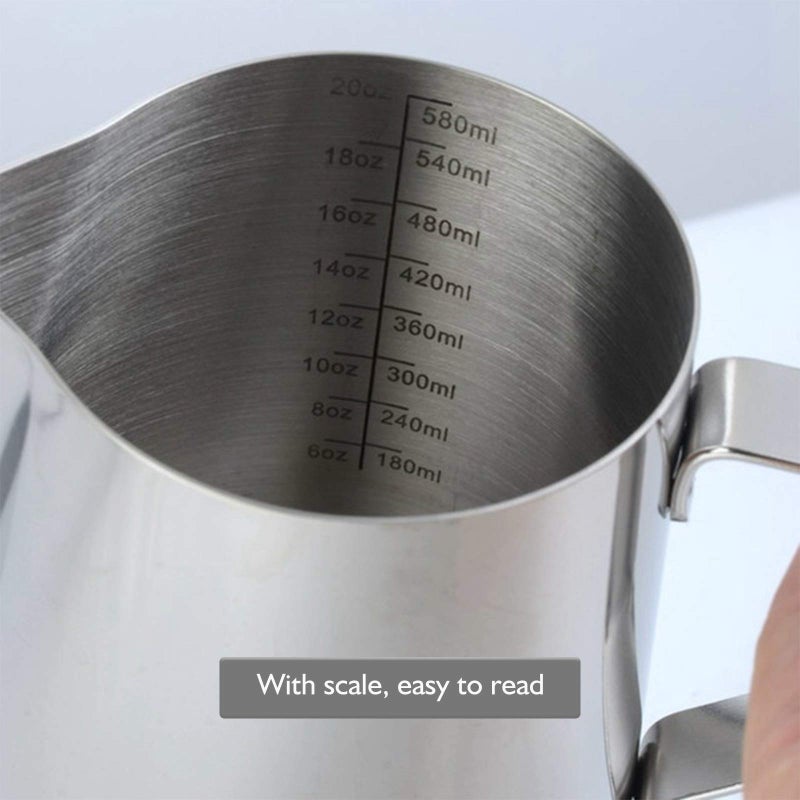 MT Yorten 304 Stainless Steel Milk Frothing Pitcher 350ml Milk Coffee Measurements Steaming Pitchers Suitable for Espresso Latte Art Frothing Milk - Image 3