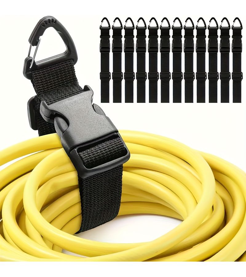 Set Of 8 Black Extension Cord Organizers With Locking Buckles And Adjustable Straps For Power Strip Storage In Workshops Garages And Home Use - Image 1