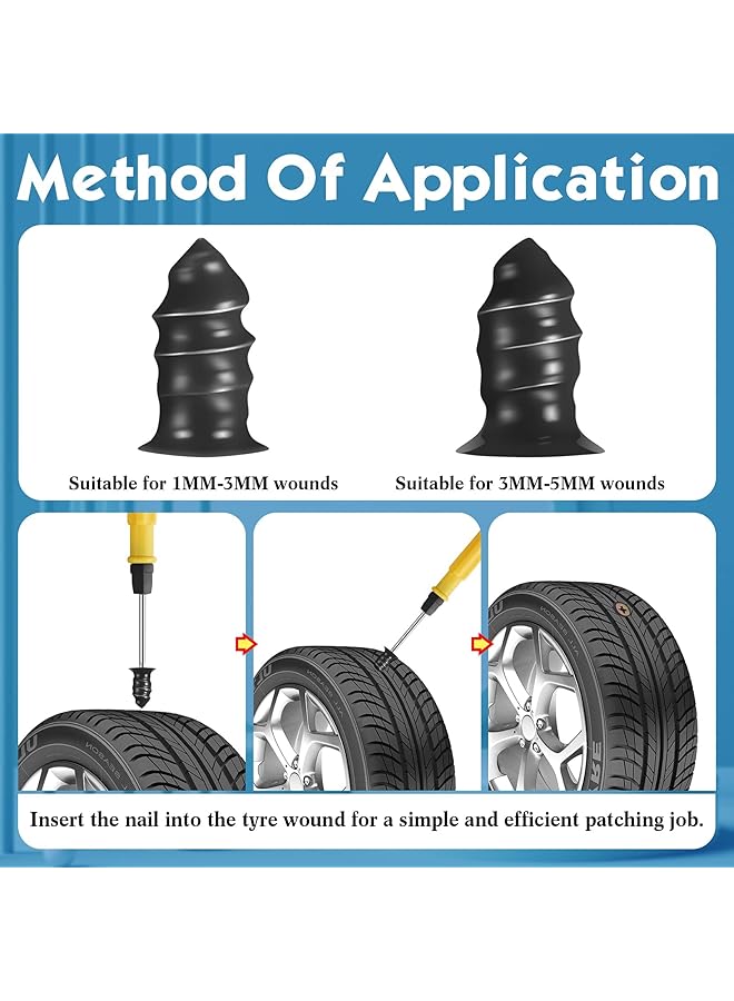 KASTWAVE Tire Repair Rubber Nail With Screwdriver Car Tire Repair Rubber Screws Auto Motorcycle Vacuum Tire Nails Self Service Nails Fast Tools For Car Motorcycles Trucks Vehicles(62Pcs) - Image 5