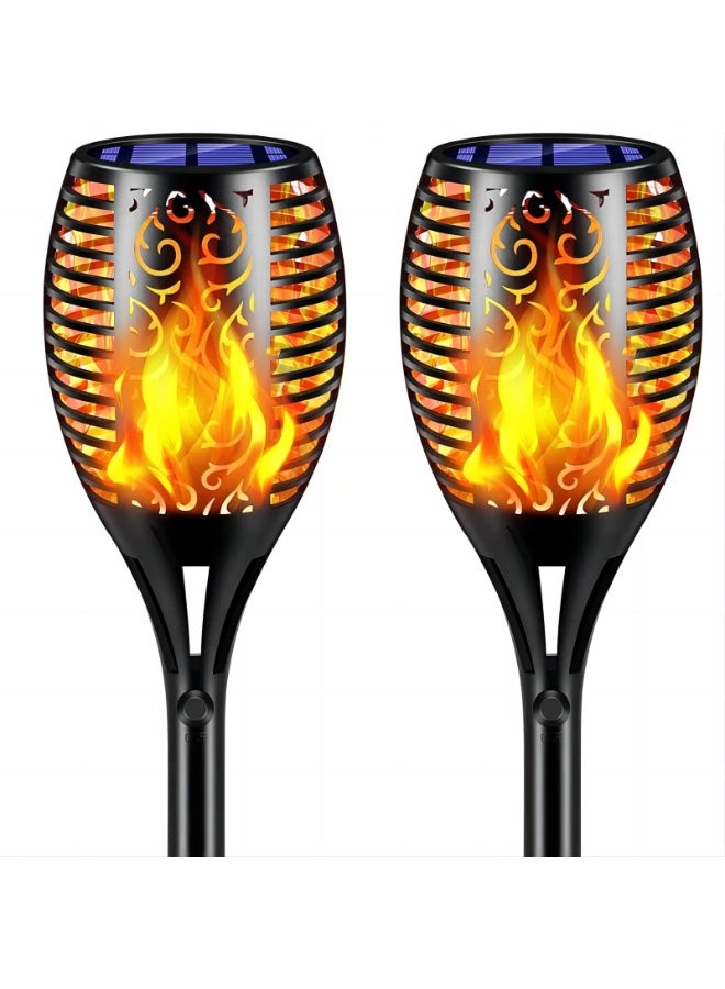 SYOSI 6-Pieces Solar Torch Lights With Flickering Flame Fire Effect Garden Light Auto On OR Off Dust To Dawn Outdoor Waterproof Landscape Decoration Solar Powered Security Torch Light - Image 1