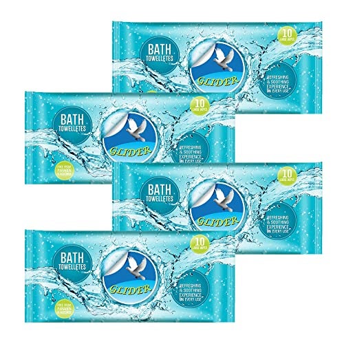 Glider Body Cleansing Wet Bed Bath Wipes for Adults | 4 Packs | 40 Wipes Large, Rinse Free Body Cleansing Wipes | Aloe Vera & Vitamins | Cleanse & Protect - Image 1