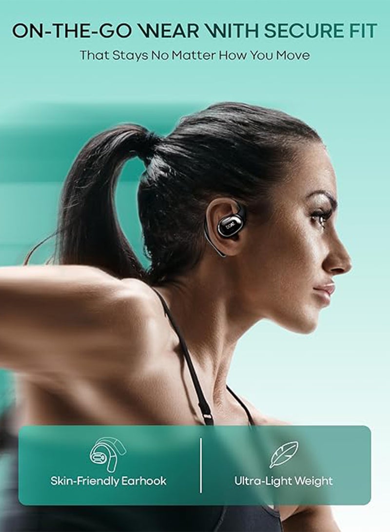 boAt Airdopes Progear Open-Ear Ear Buds for Outdoor Sports W/Air Conduction Tech,in Ear,4 Mics W/Ai-Enx, 100Hrs Playback,15Mm Drivers, Secure Fit,Beast Mode W/ 40Ms Latency, ASAP Charge - Active Black - Image 5