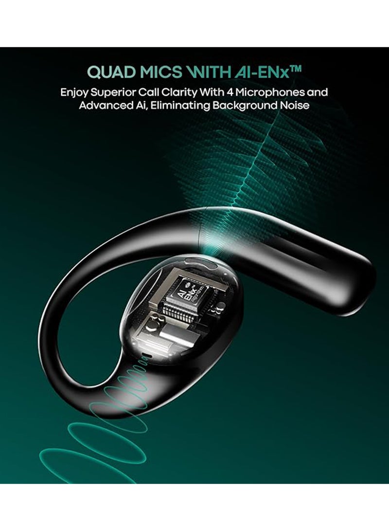 boAt Airdopes Progear Open-Ear Ear Buds for Outdoor Sports W/Air Conduction Tech,in Ear,4 Mics W/Ai-Enx, 100Hrs Playback,15Mm Drivers, Secure Fit,Beast Mode W/ 40Ms Latency, ASAP Charge - Active Black - Image 4
