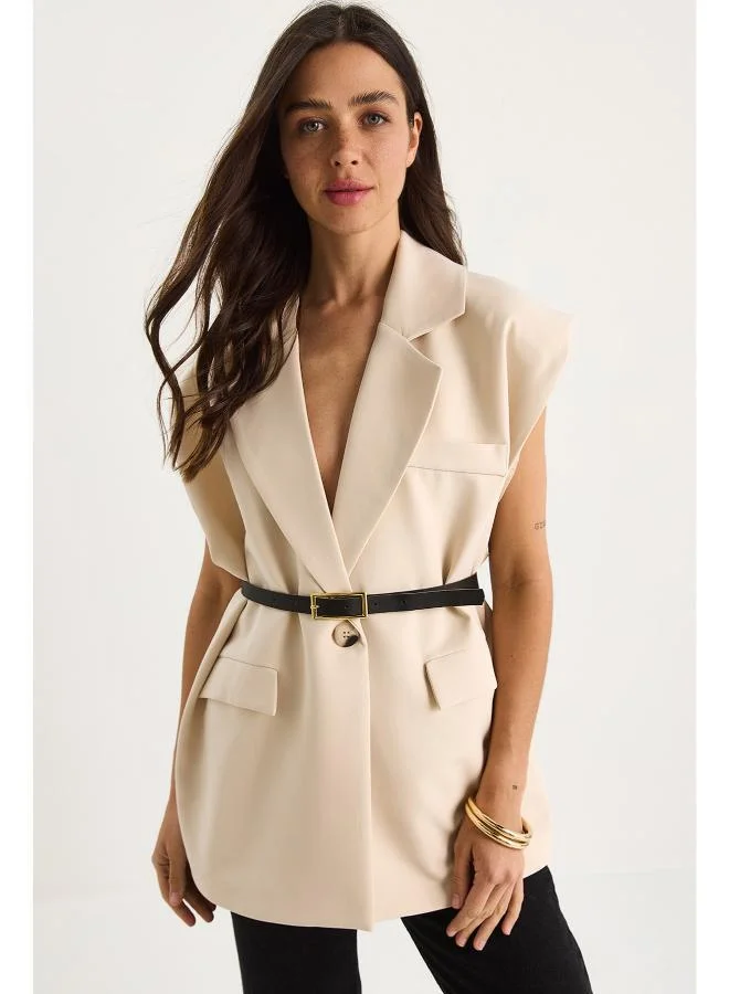 جينجر Belted Tailored Longline Vest
