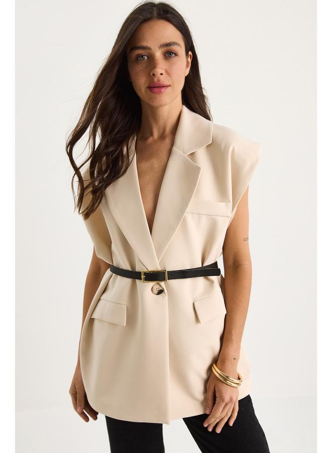 جينجر سترة طويلة مفصلة بحزام - Image 1