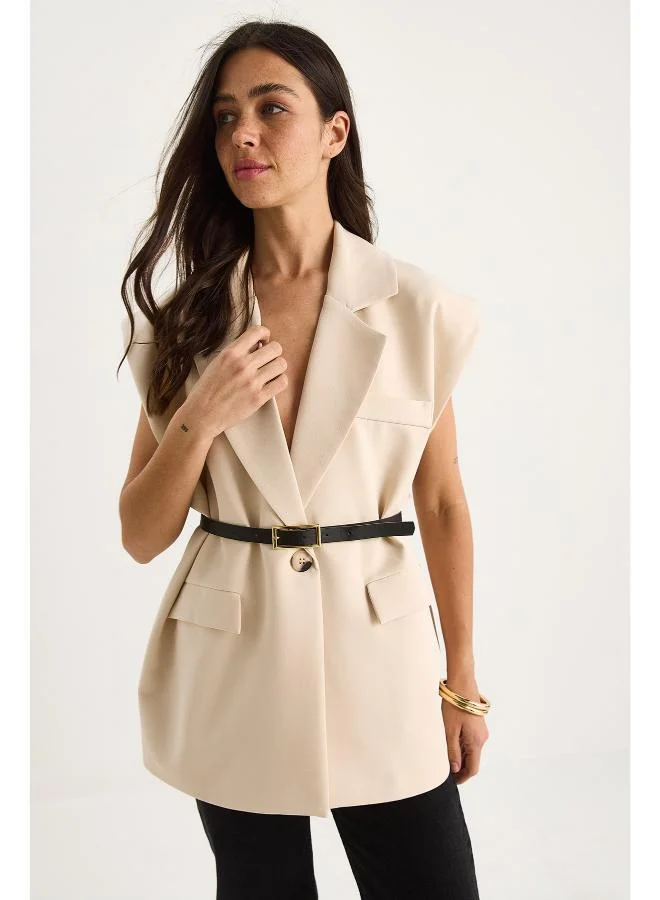 Ginger  Belted Tailored Longline Vest for Women | Best Price UAE