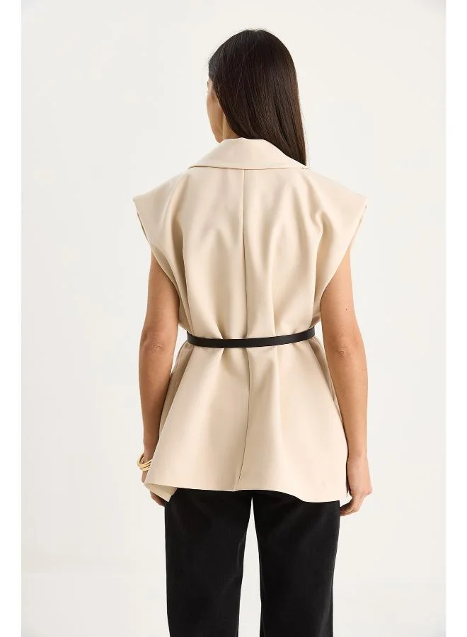 جينجر Belted Tailored Longline Vest
