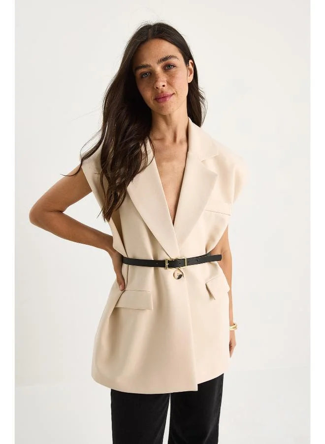 Ginger  Belted Tailored Longline Vest for Women | Best Price UAE