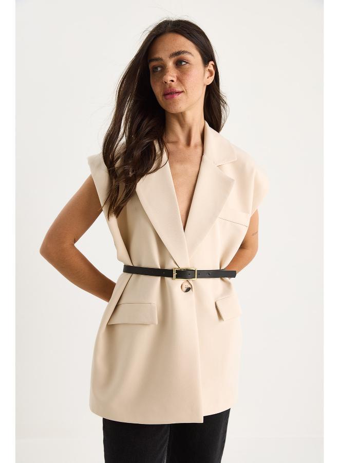 جينجر سترة طويلة مفصلة بحزام - Image 4