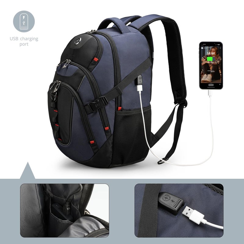 Swissdigital Design Travel Backpack for Men with Apple Find My, Laptop Backpack with USB Charging Port, RFID Protection, Add-A-Bag System - Travel Backpack for Men-Finder Color Random | SD803BT013-12 - Image 4