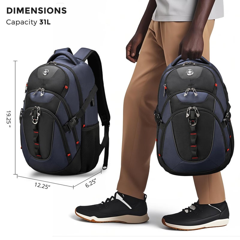 Swissdigital Design Travel Backpack for Men with Apple Find My, Laptop Backpack with USB Charging Port, RFID Protection, Add-A-Bag System - Travel Backpack for Men-Finder Color Random | SD803BT013-12 - Image 2